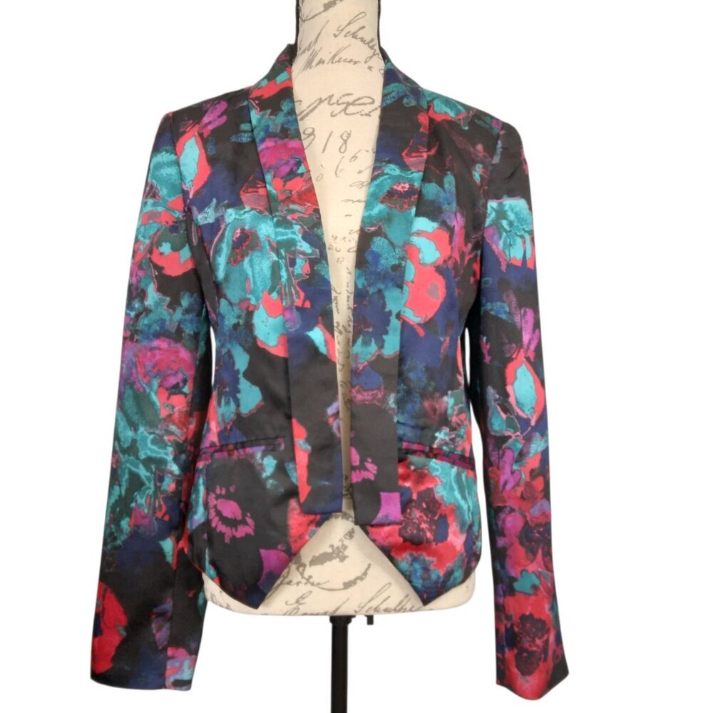 INC | Satin Multicolor Blazer Jacket Open Front | Size Large